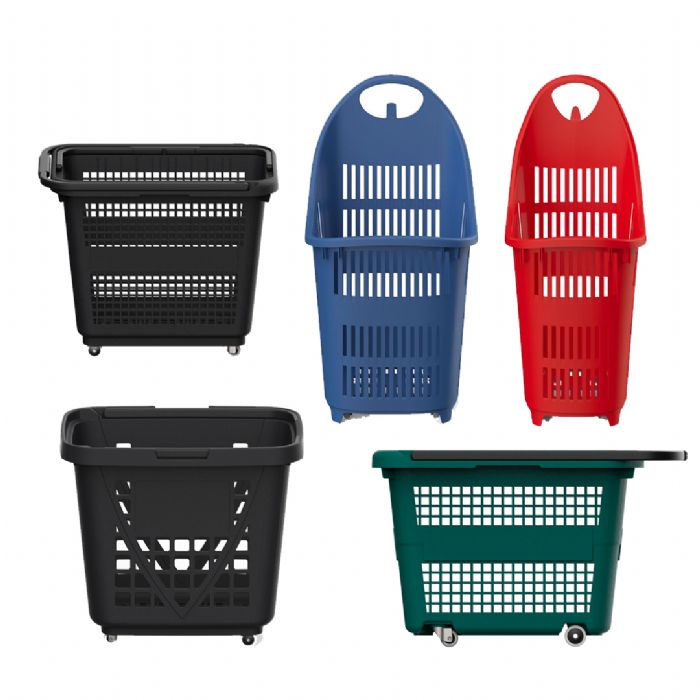 Plastik Market Alışveriş Sepeti Tekerlekli